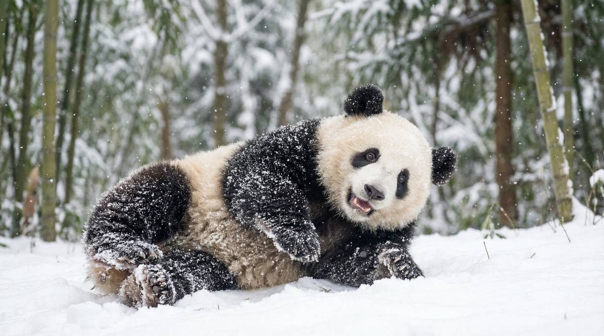 抖阴熊猫雪地嬉戏视频